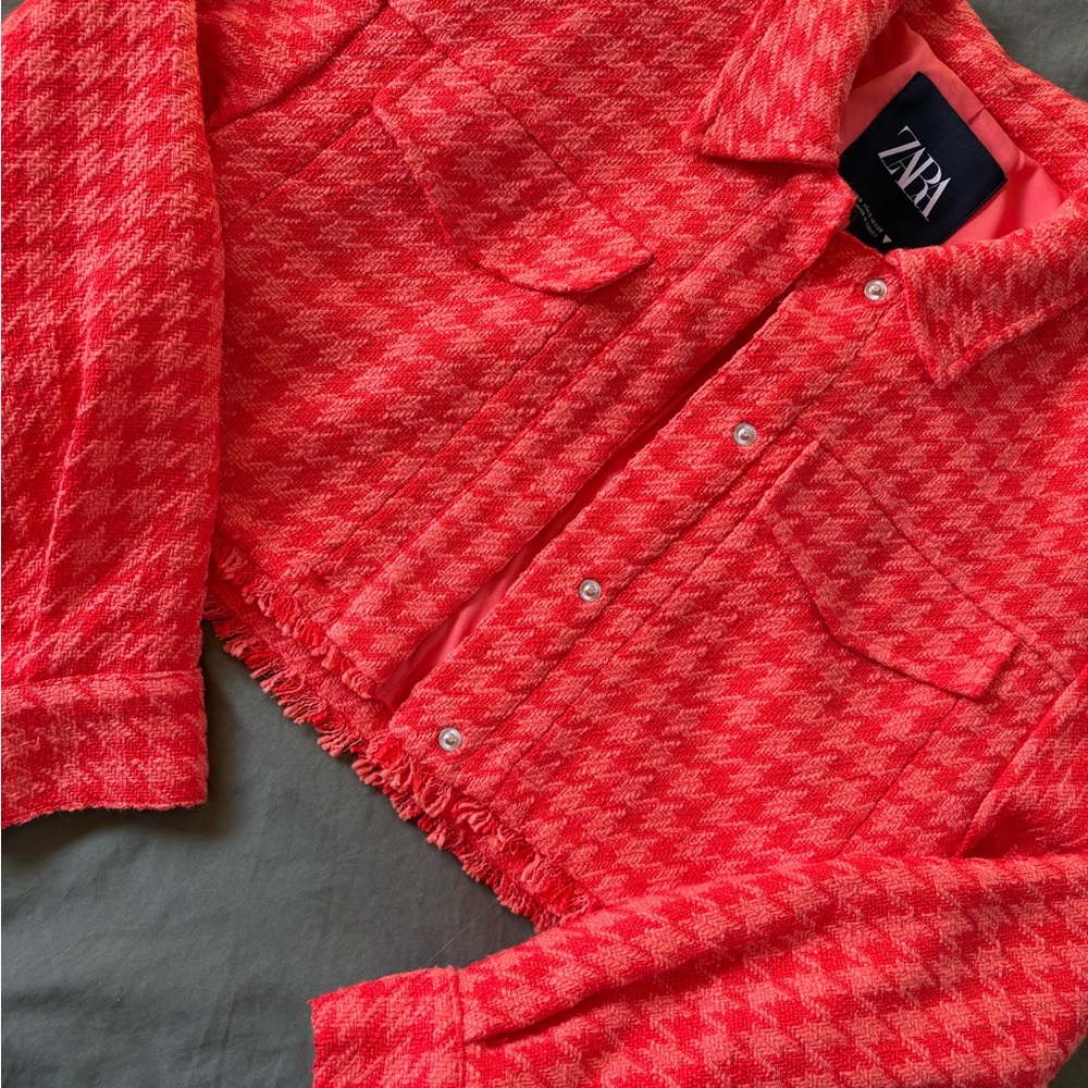 Zara Orange Houndstooth Blazer - Picture 7 of 7